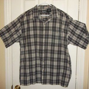 Vintage KAD Clothing Short Sleeve Brown Plaid Button Up Shirt Size XL